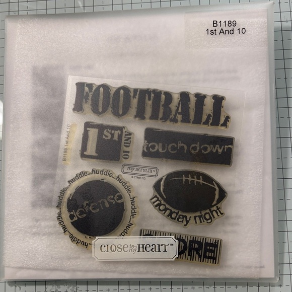 Retired CTMH Football Themed “1st and 10” Acrylic Stamp Set - Picture 1 of 4